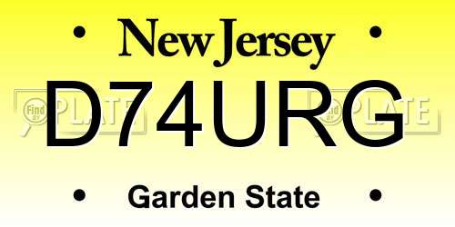 D74URG New Jersey License Plate