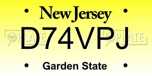 D74VPJ New Jersey License Plate