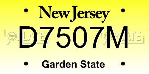 D7507M New Jersey License Plate