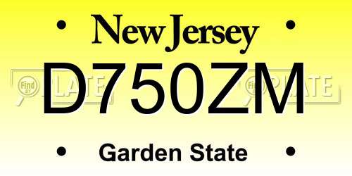 D750ZM New Jersey License Plate