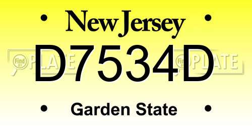 D7534D New Jersey License Plate