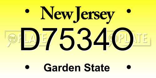 D7534O New Jersey License Plate