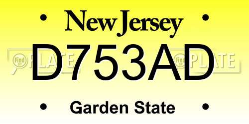 D753AD New Jersey License Plate