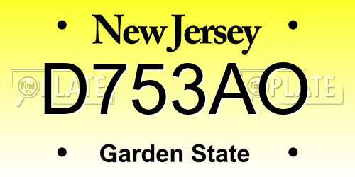 D753AO New Jersey License Plate