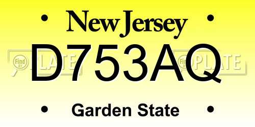 D753AQ New Jersey License Plate
