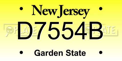 D7554B New Jersey License Plate