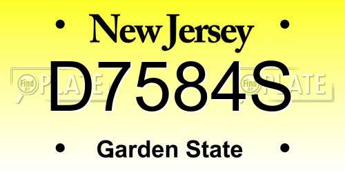 D7584S New Jersey License Plate