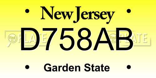 D758AB New Jersey License Plate
