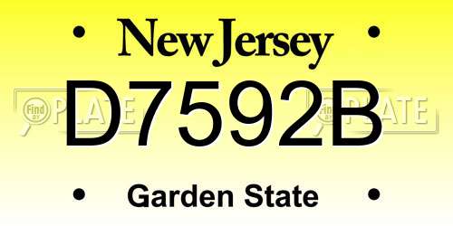 D7592B New Jersey License Plate