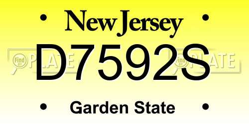 D7592S New Jersey License Plate