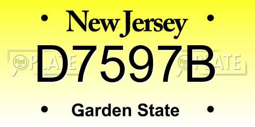 D7597B New Jersey License Plate