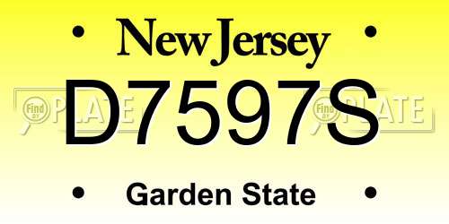 D7597S New Jersey License Plate