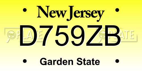 D759ZB New Jersey License Plate