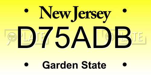 D75ADB New Jersey License Plate