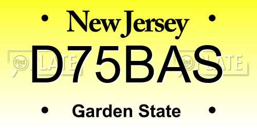 D75BAS New Jersey License Plate