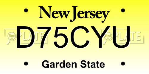 D75CYU New Jersey License Plate