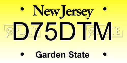 D75DTM New Jersey License Plate