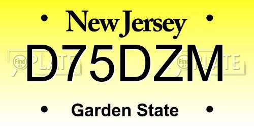D75DZM New Jersey License Plate