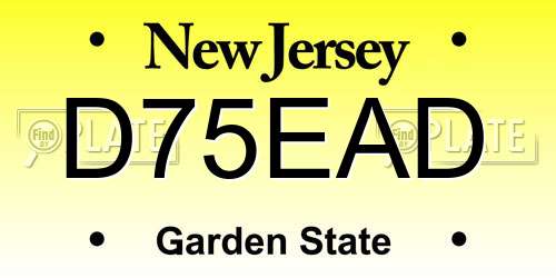 D75EAD New Jersey License Plate
