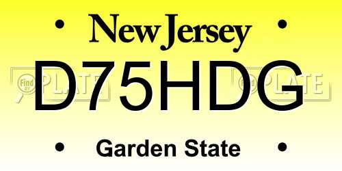 D75HDG New Jersey License Plate