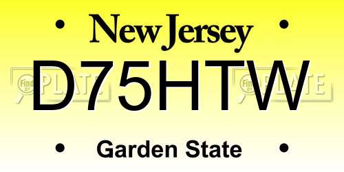 D75HTW New Jersey License Plate