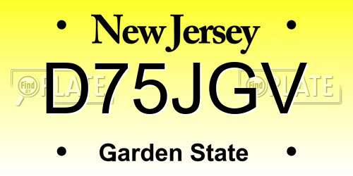 D75JGV New Jersey License Plate