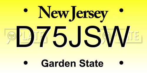 D75JSW New Jersey License Plate