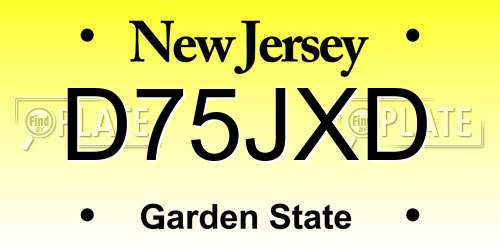 D75JXD New Jersey License Plate