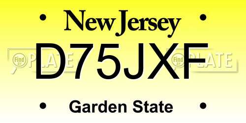 D75JXF New Jersey License Plate