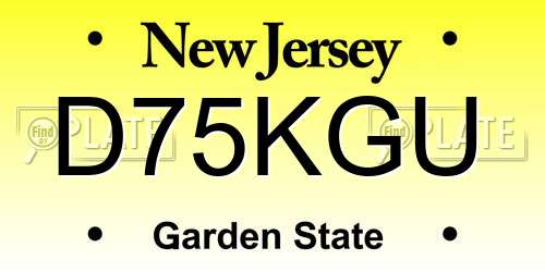 D75KGU New Jersey License Plate