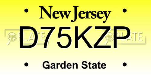 D75KZP New Jersey License Plate