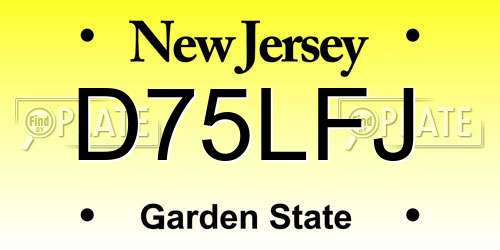 D75LFJ New Jersey License Plate
