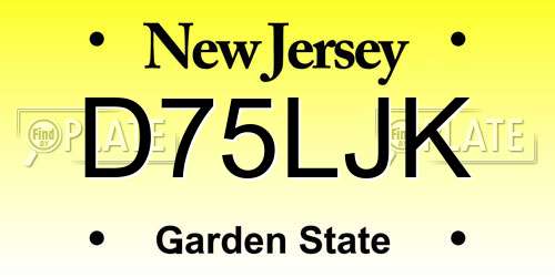D75LJK New Jersey License Plate