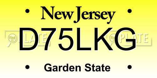 D75LKG New Jersey License Plate