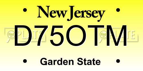 D75OTM New Jersey License Plate