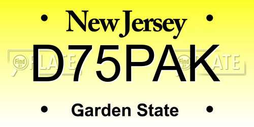 D75PAK New Jersey License Plate