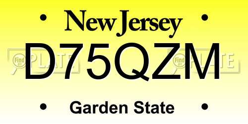 D75QZM New Jersey License Plate