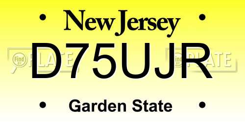 D75UJR New Jersey License Plate