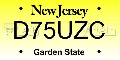 D75UZC New Jersey License Plate