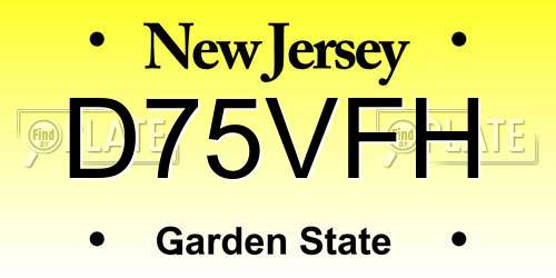 D75VFH New Jersey License Plate