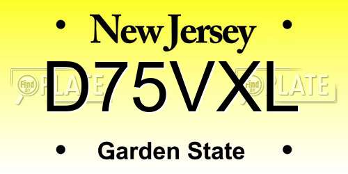 D75VXL New Jersey License Plate