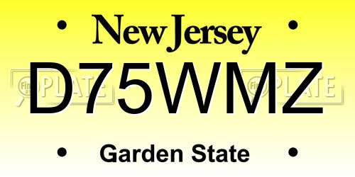 D75WMZ New Jersey License Plate
