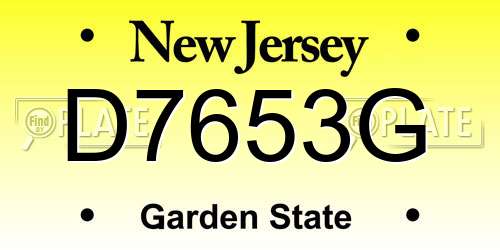 D7653G New Jersey License Plate