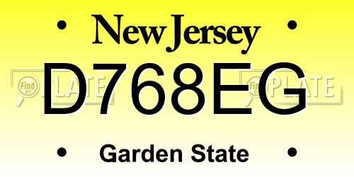 D768EG New Jersey License Plate