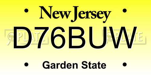 D76BUW New Jersey License Plate
