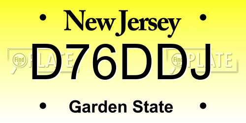 D76DDJ New Jersey License Plate