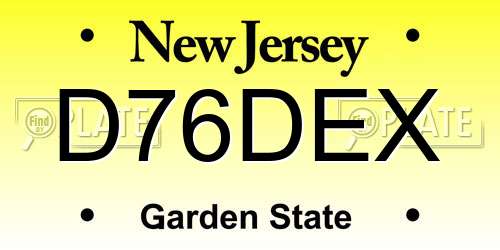D76DEX New Jersey License Plate