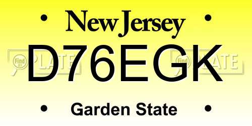 D76EGK New Jersey License Plate