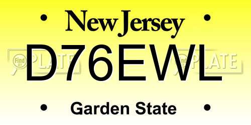 D76EWL New Jersey License Plate