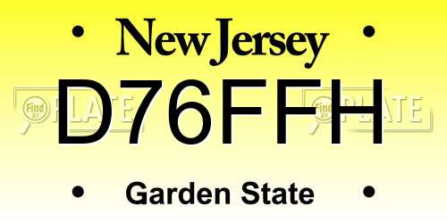 D76FFH New Jersey License Plate